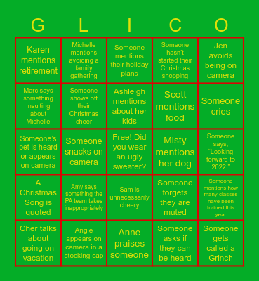 Gerber Life T&OD Bingo Card