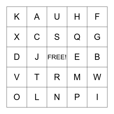 Sign Language Bingo Card