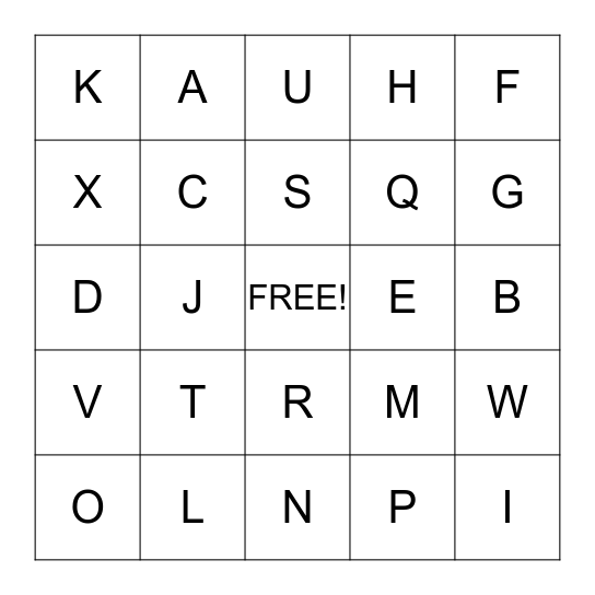 Sign Language Bingo Card