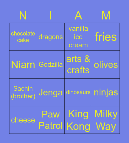 Niam's Birthday Bingo! Bingo Card