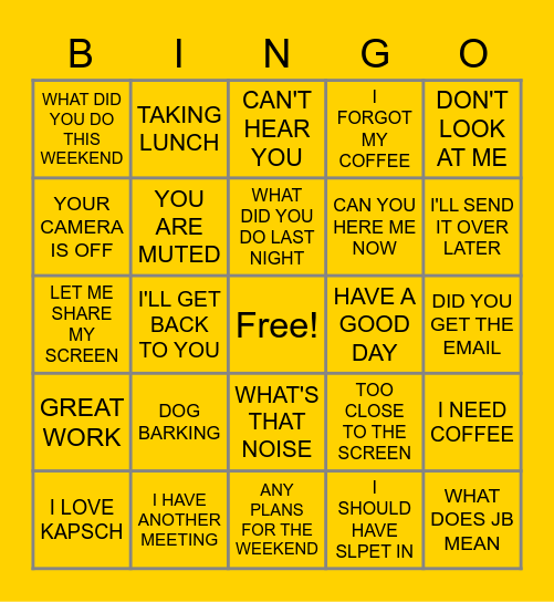 Kapsch Bingo Card