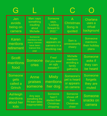 Gerber Life T&OD Bingo Card