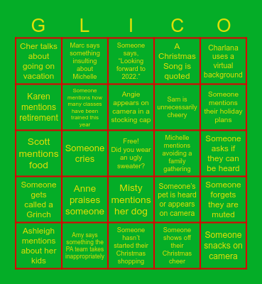 Gerber Life T&OD Bingo Card
