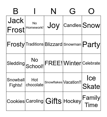 WInter Fun BINGO!  Bingo Card