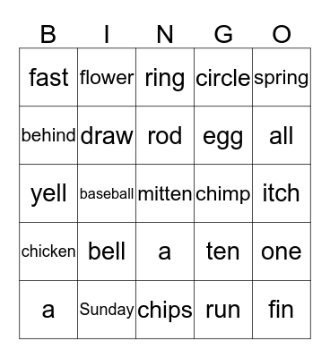 Let's Read Bingo Card