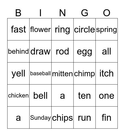 Let's Read Bingo Card