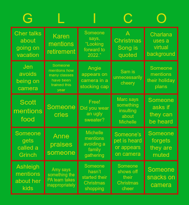 Gerber Life T&OD Bingo Card