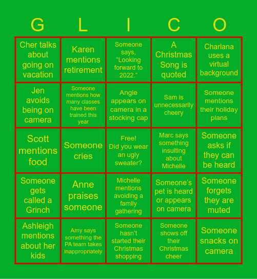 Gerber Life T&OD Bingo Card