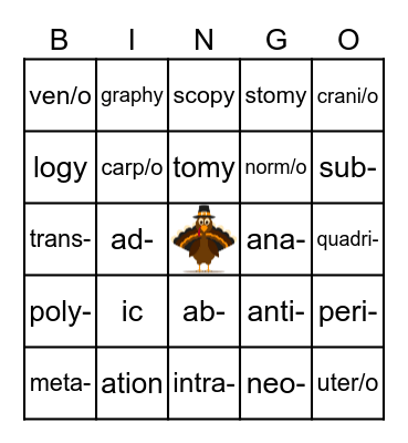 Turkey BINGO (Chapter 4) Bingo Card