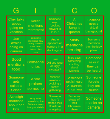 Gerber Life T&OD Bingo Card