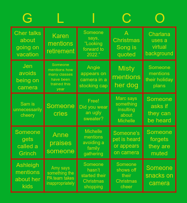 Gerber Life T&OD Bingo Card