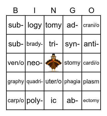 Turkey BINGO (Chapter 4) Bingo Card