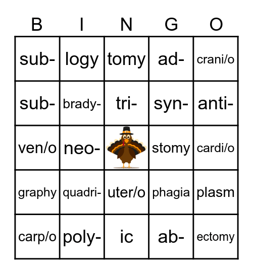 Turkey BINGO (Chapter 4) Bingo Card