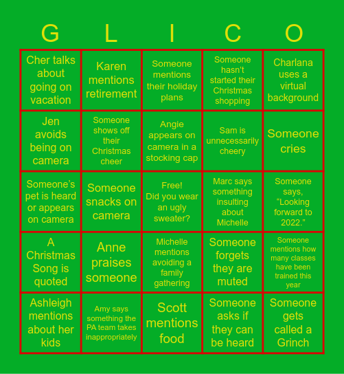Gerber Life T&OD Bingo Card