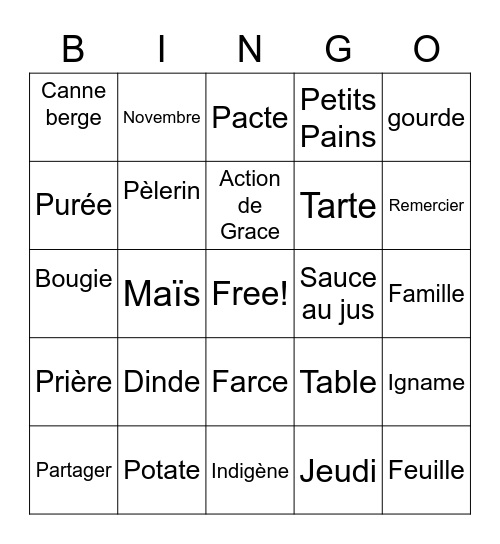 Jour de Grace Bingo Card