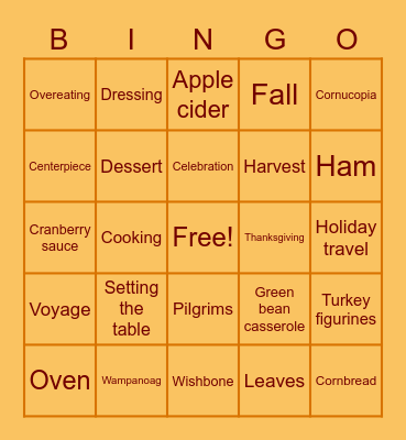 Thanksgiving Bingo Card