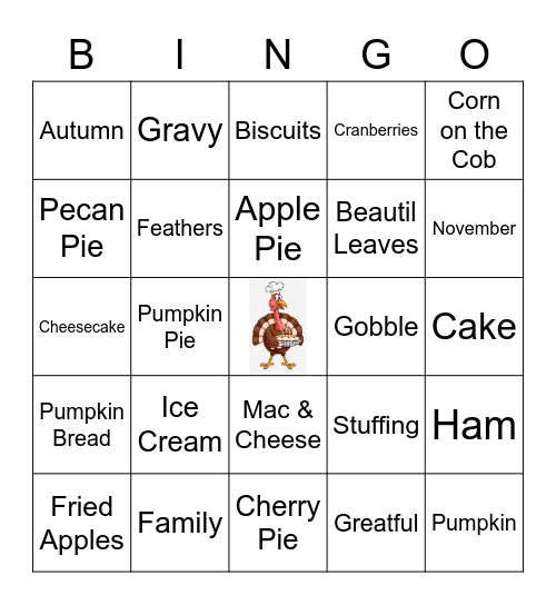 Happy Turkey-Giving Bingo Card