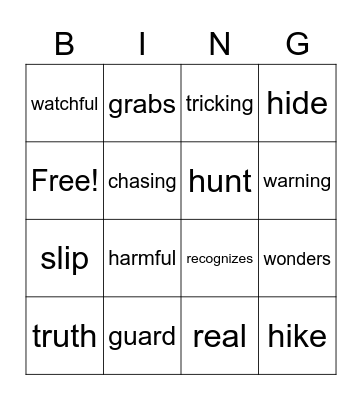 2nd gr. Vocabulary Bingo Card