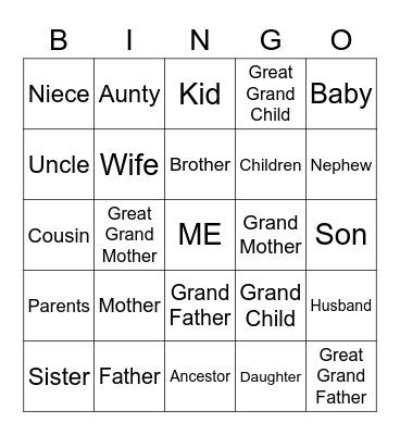 FAMILY Bingo Card