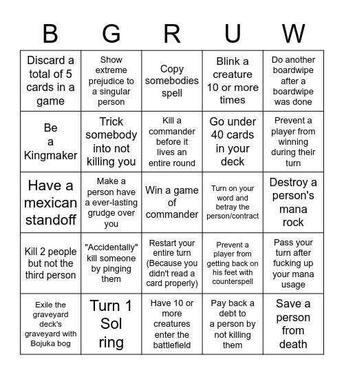 MTG Bingo Card