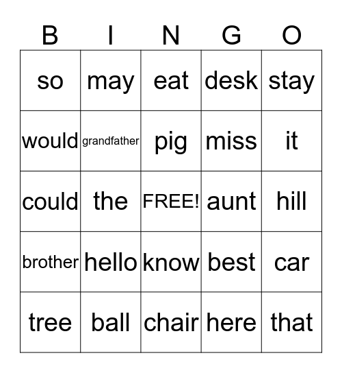 Bingo #5 Bingo Card