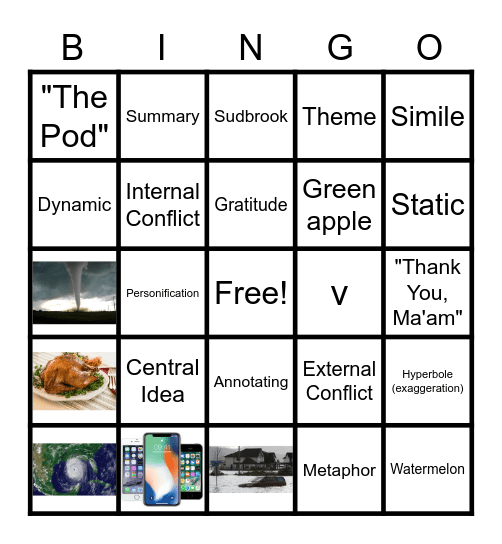 ELA 6 Bingo Card