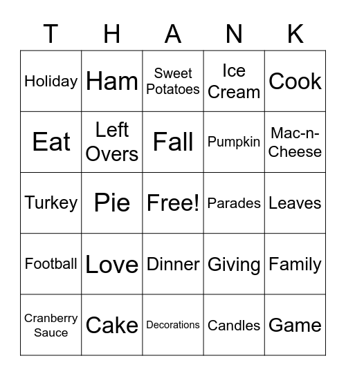 Thanksgiving Day!! Bingo Card