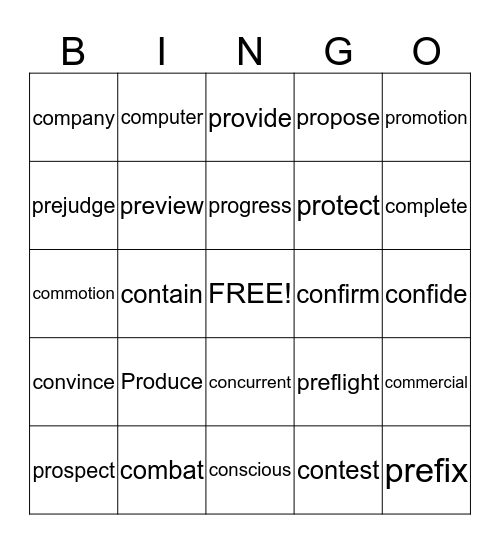 Spelling: Week 26 Bingo Card