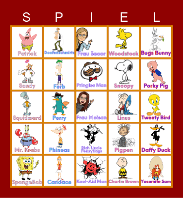 Guess Who? Cartoon Edition Bingo Card