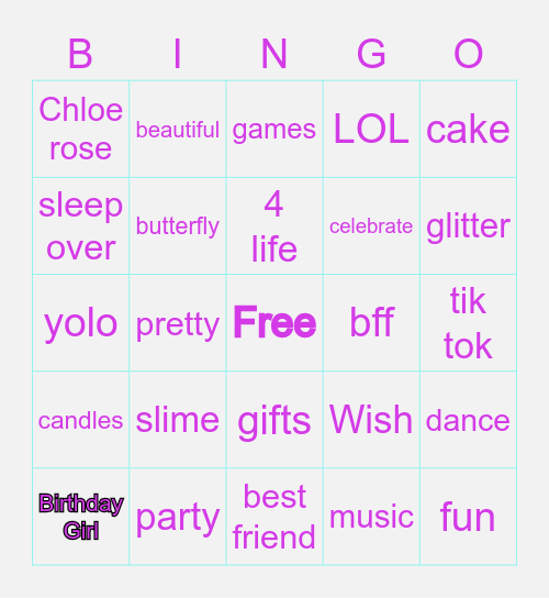 Birthday BINGO Card