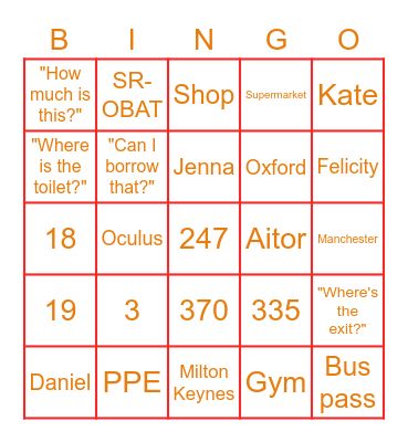 gameChange BINGO! Bingo Card
