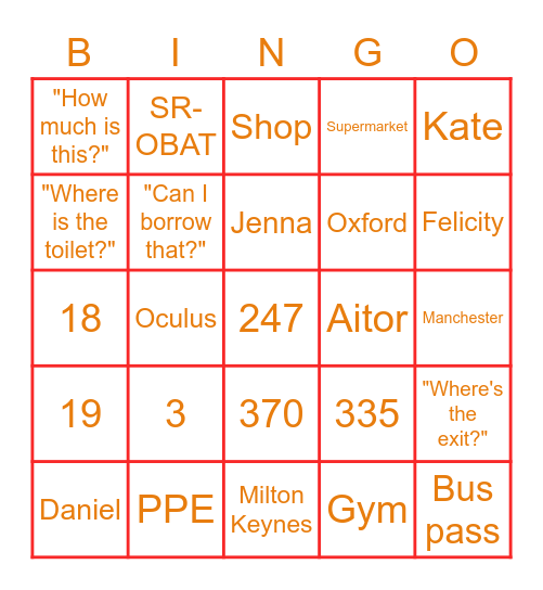 gameChange BINGO! Bingo Card
