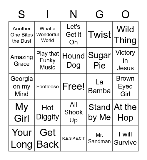 Singo Bingo Card
