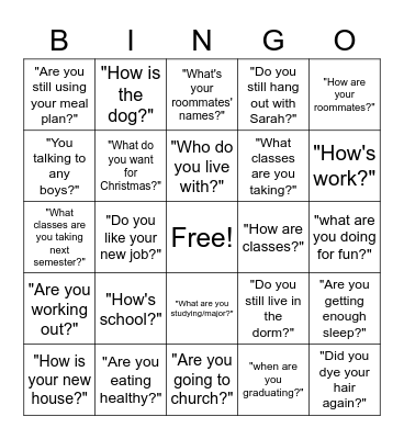 Thanksgiving Bingo Card