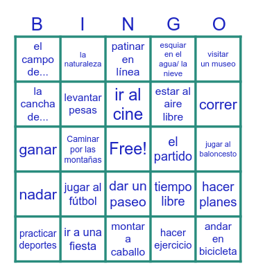 Plazas Cap. 3 Los pasatiempos Bingo Card