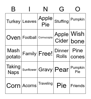 Thanksgiving Bingo Card