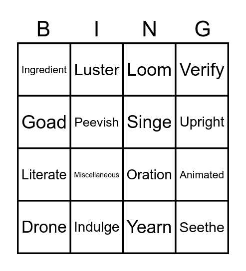 Unit 3B Bingo Card