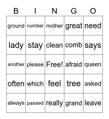 High-Frequency Words #3:  Module 4 Bingo Card