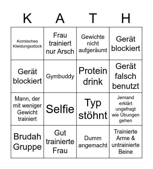 Gym Bingo Kath Edition Bingo Card