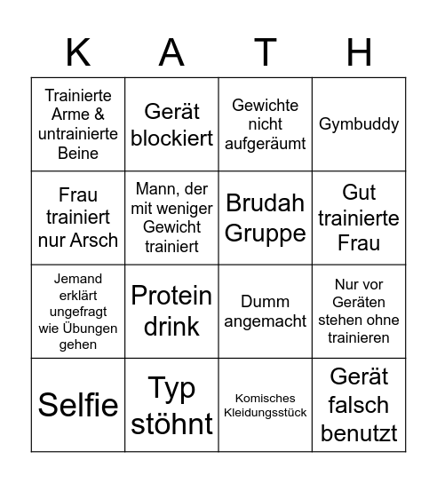 Gym Bingo Kath Edition Bingo Card