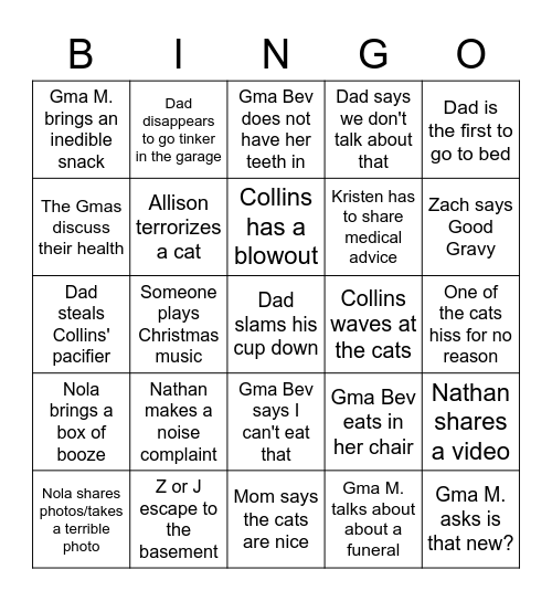 Thanksgiving Bingo Card