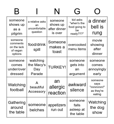 Thanksgiving Bingo Card