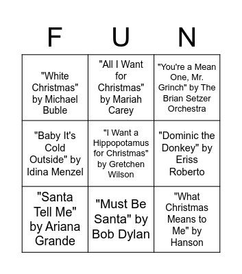 SHiNE Holiday Bingo Card