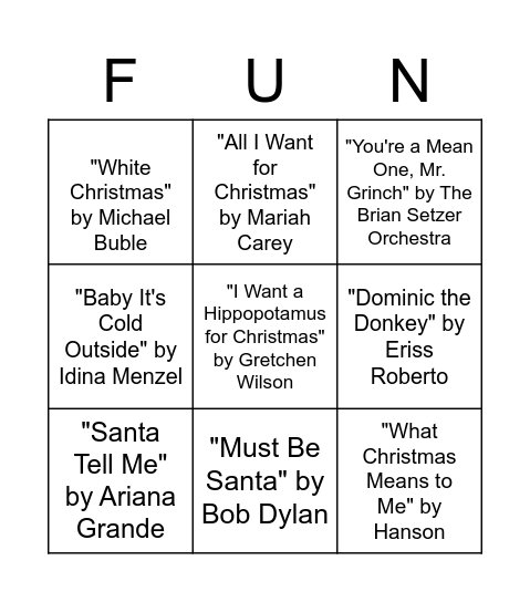 SHiNE Holiday Bingo Card