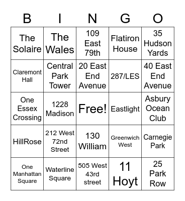 Corcoran Sunshine Bingo Card