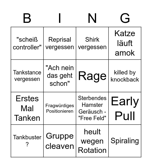 Coco Tank Bingo Card