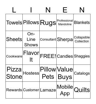 Linen World Bingo Card