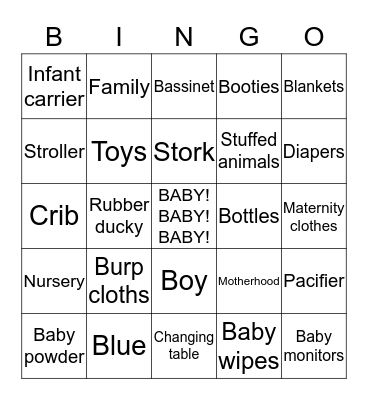 Baby Bingo Card