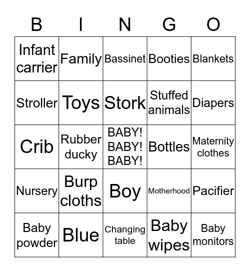 Baby Bingo Card