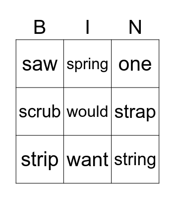 GR3 str words 11-22 Bingo Card